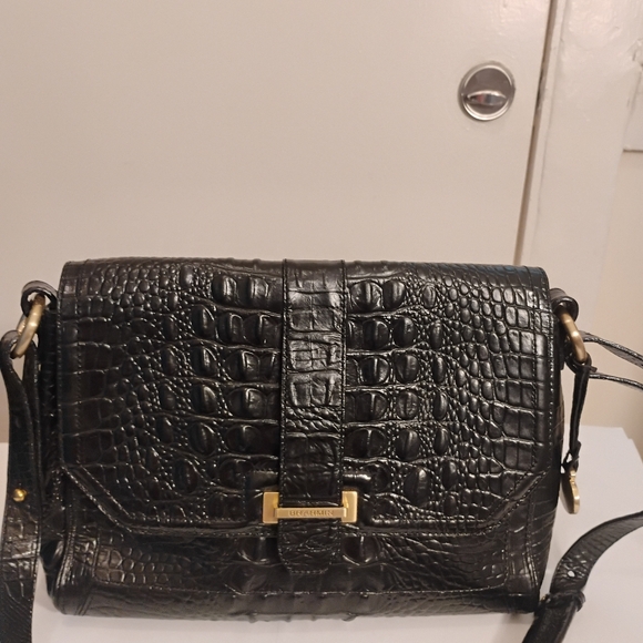 Brahmin  Black Shoulder Croc Embroidered Women's Bag - Picture 1 of 16